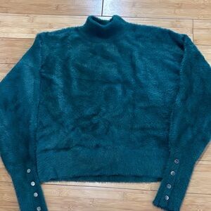 Bailey 44 Dark Green Fuzzy Turtleneck Sweater